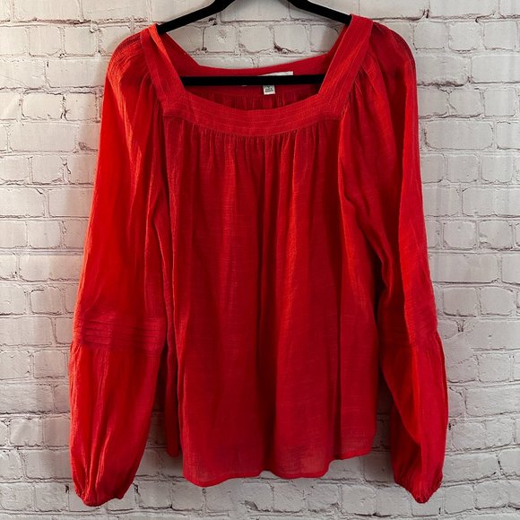 LC Lauren Conrad Tops - LC Lauren Conrad Coral Lightweight Peasant Blouse Top Size M